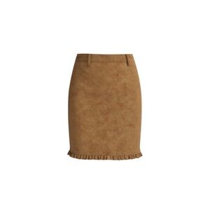 Elegant Tan Skirt with Ruffle Hem